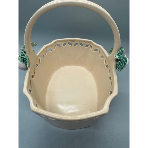 EUC Vintage Fitz and Floyd Basket 1982 Peach with Leaves Basket Easter Spring - Picture 7 of 10